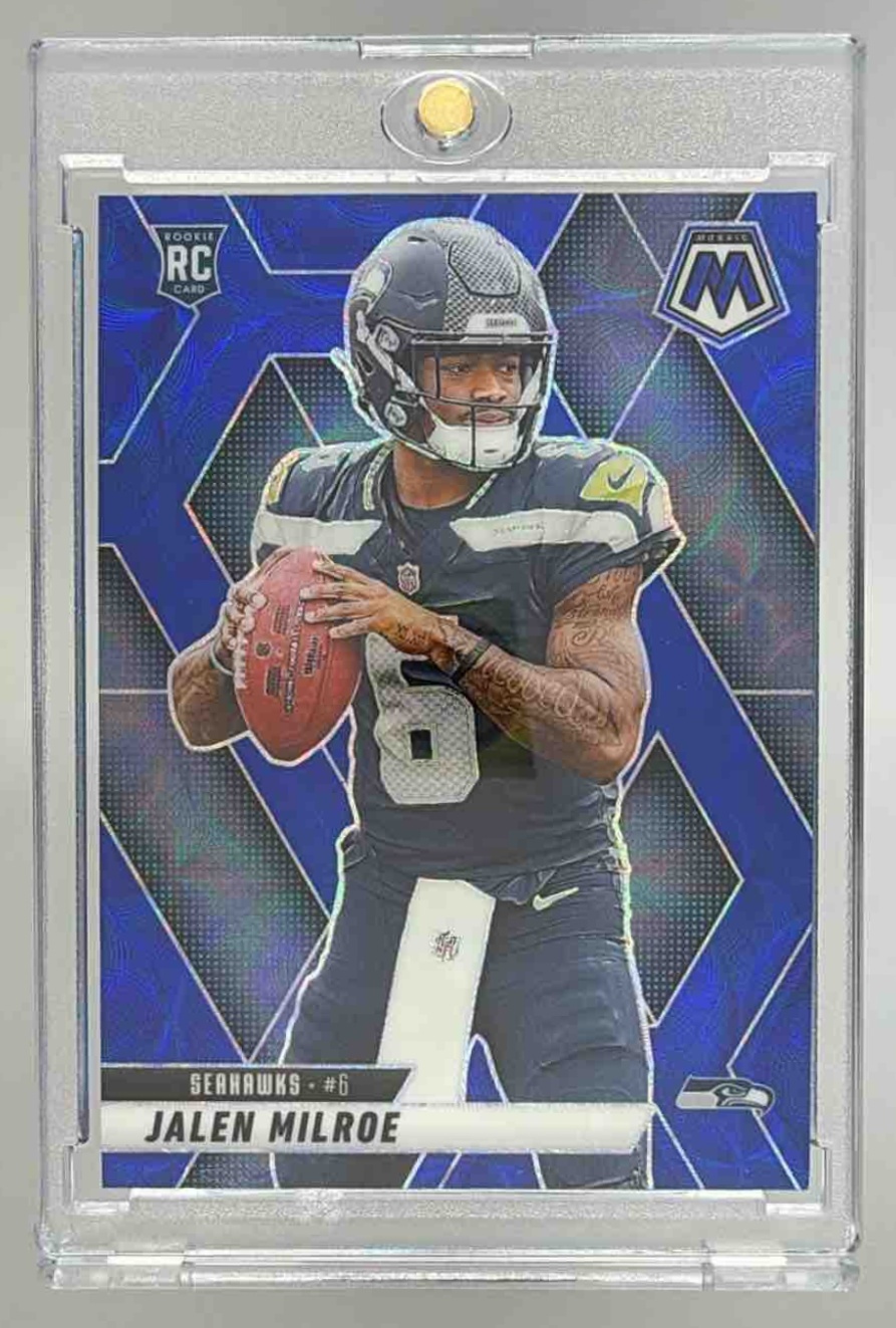 Card image for 2025 Panini Football Mosaic Jalen Milroe Rookies #322 RC Seattle Seahawks