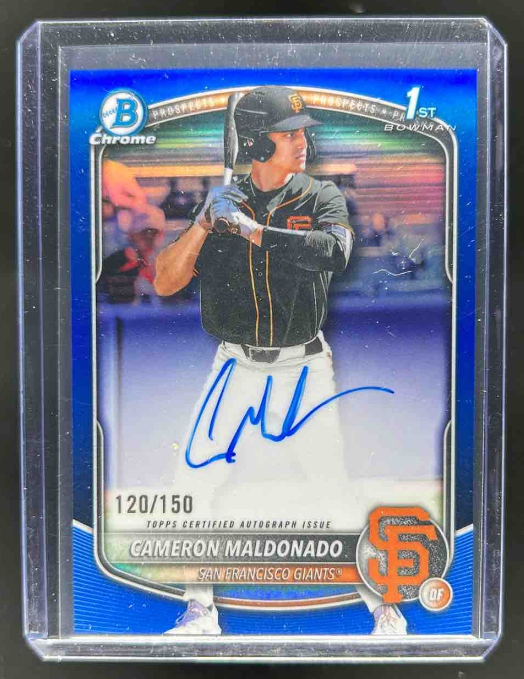 Cameron Maldonado 2025 Bowman Draft Chrome Prospect Auto Blue Refractor /150