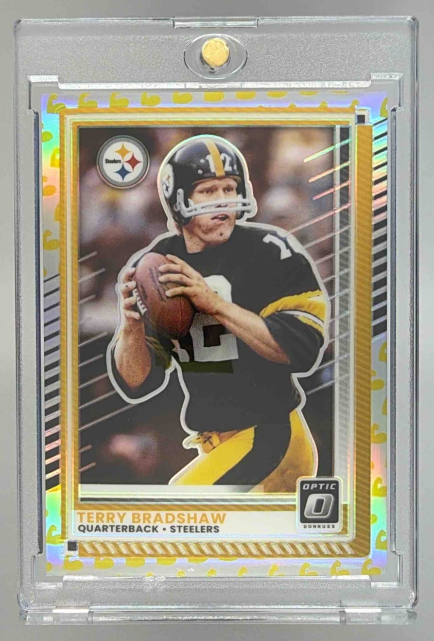 Card image for 2025 Panini Donruss Optic Terry Bradshaw Flex Prizm /199 #188 Steelers