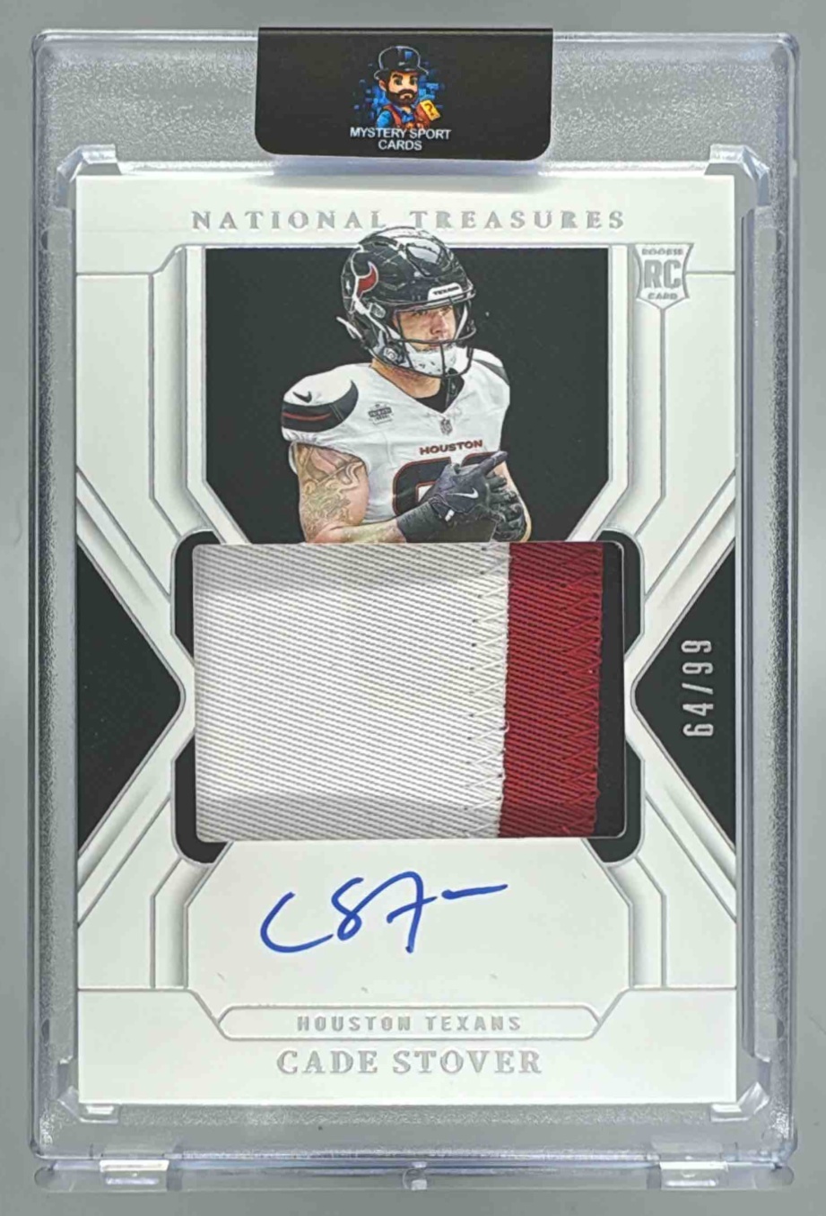 Card image for 2024 Panini National Treasures Cade Stover Rookie Patch Auto /99 #187 RC Texans