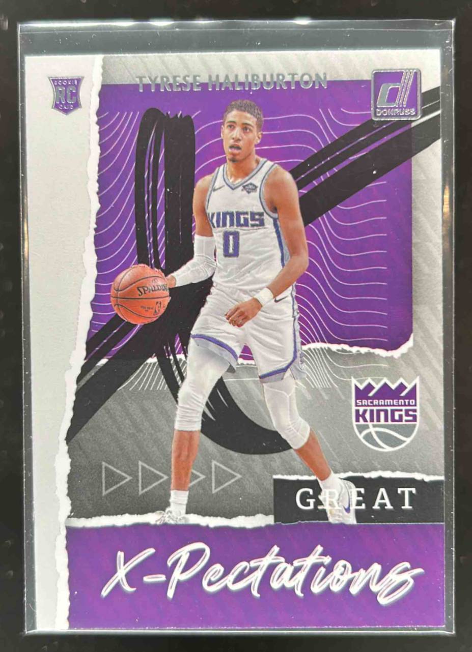 Card image for 2020-21 Panini Donruss Tyrese Haliburton Great X Pectations #12 RC Rookie