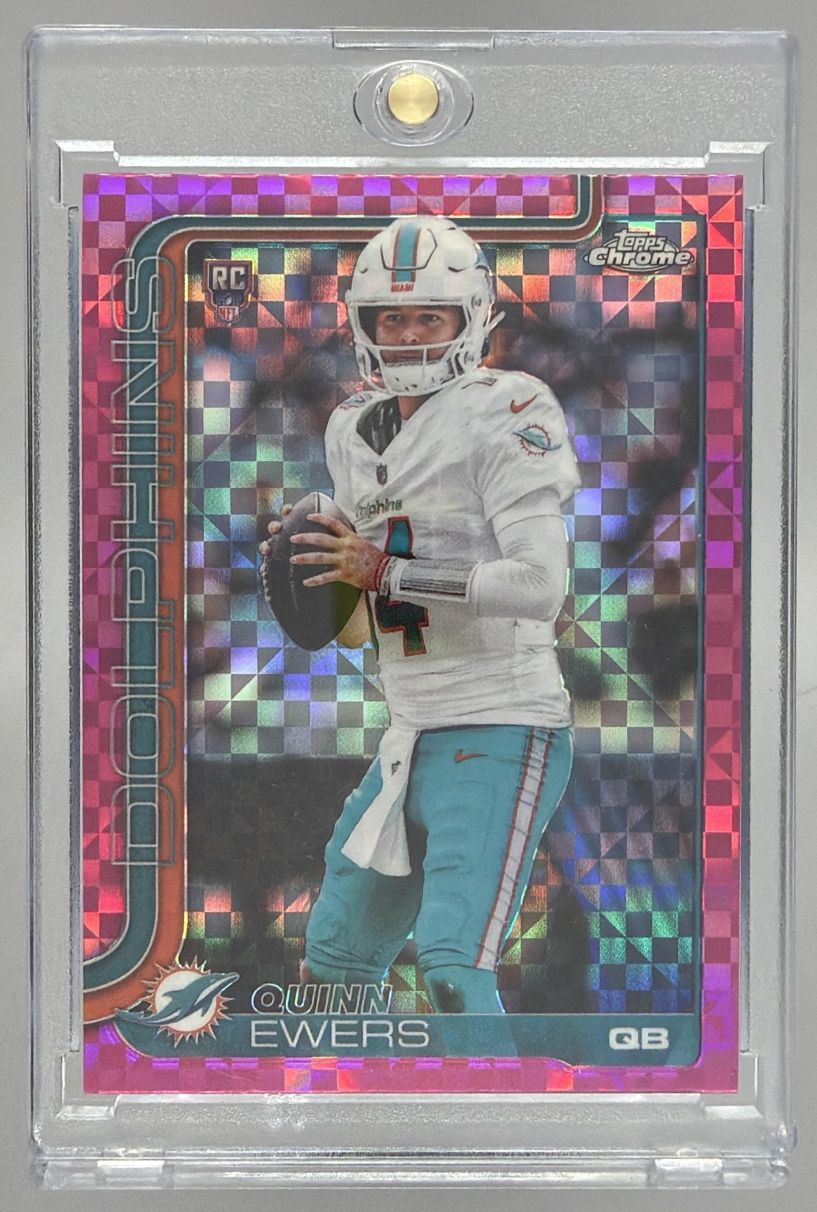 Card image for 2025 Topps Football Chrome Quinn Ewers Rookie #316 RC Miami Dolphins