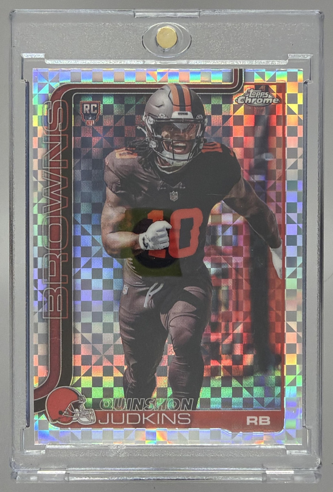 Card image for 2025 Topps Football Chrome Quinshon Judkins Rookie #325 RC Cleveland Browns