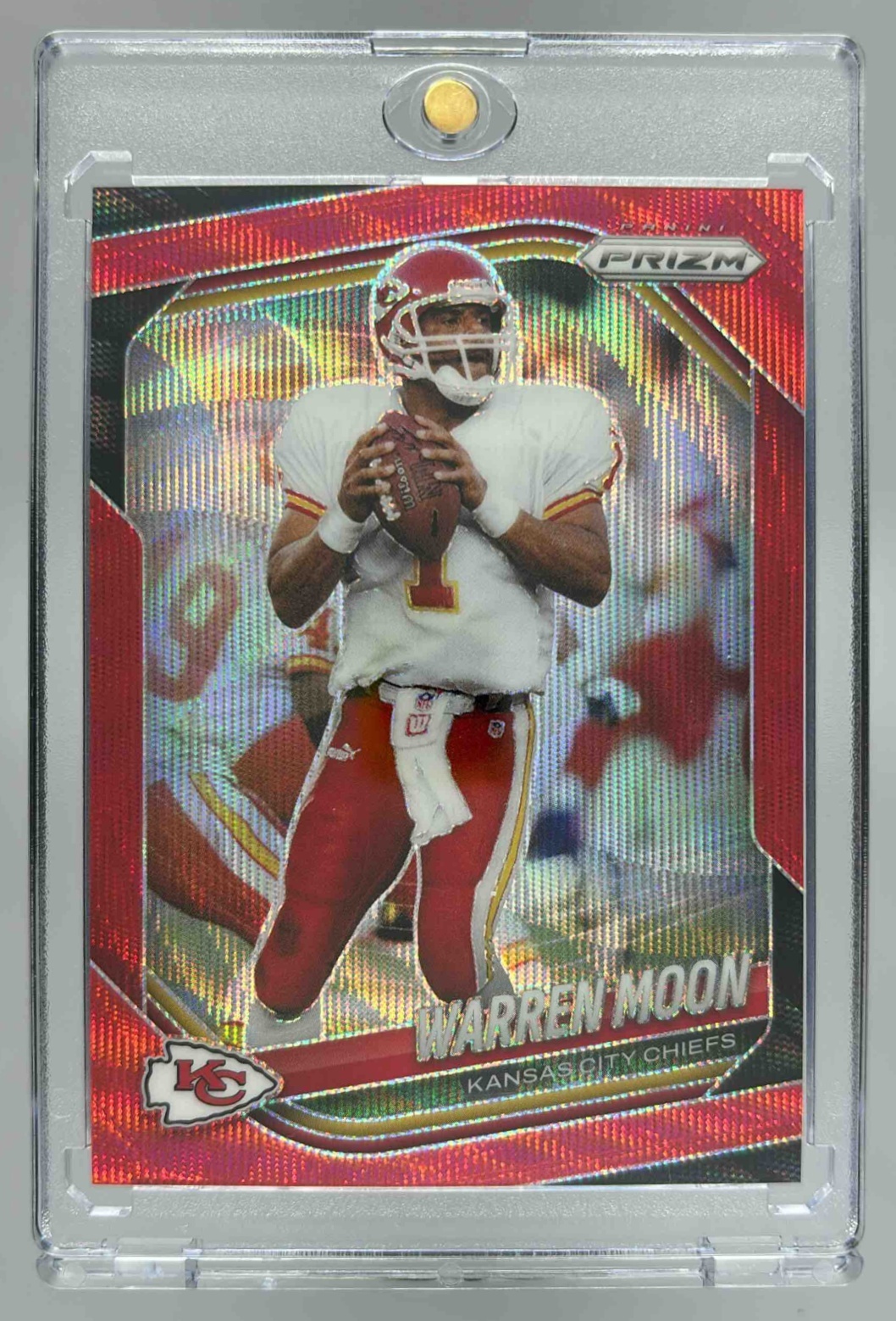 Card image for 2025 Panini Football Prizm Warren Moon Red Wave /149 #52 Kansas City Chiefs