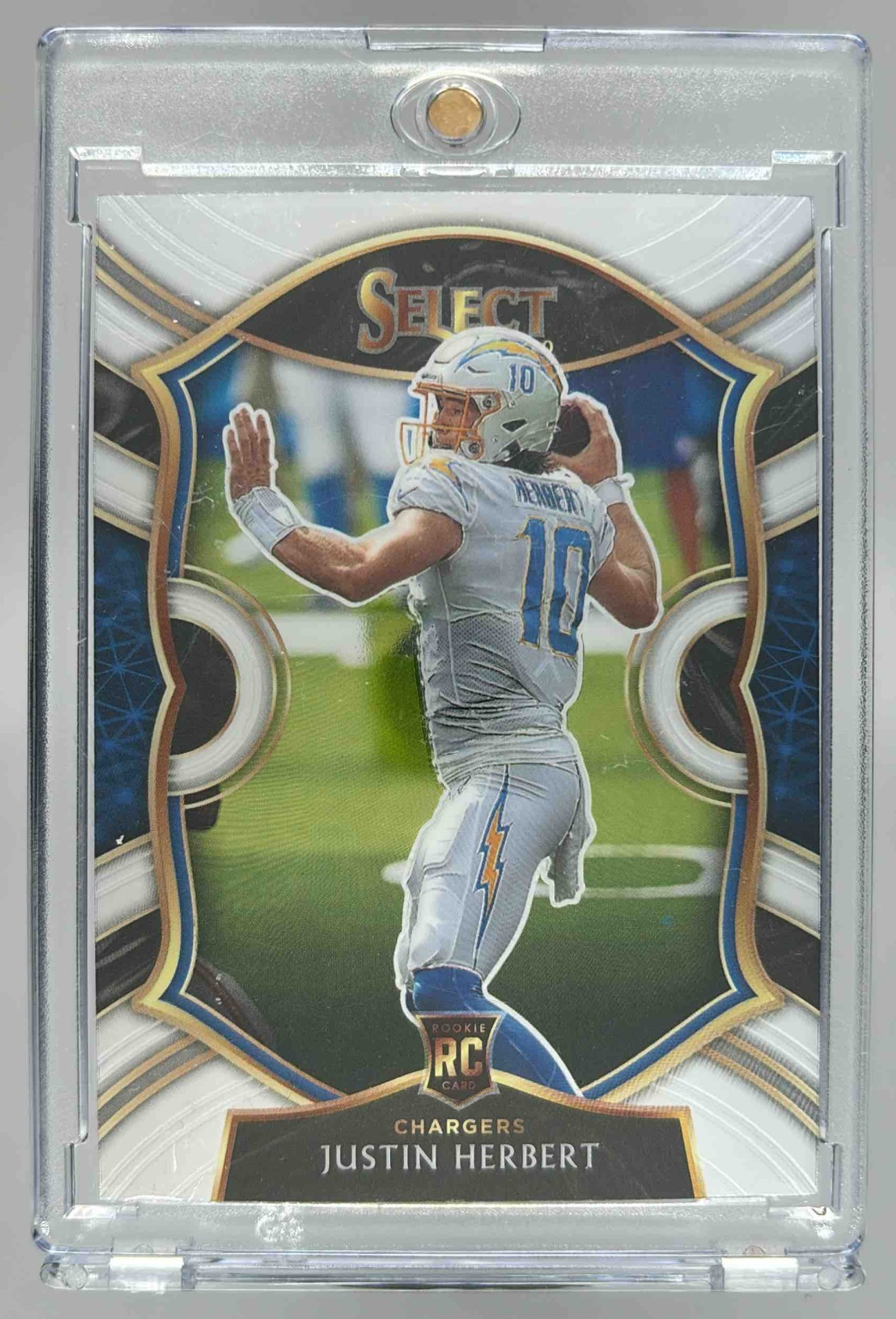 Card image for 2020 Panini Select Justin Herbert Silver Prizm #44 RC Concourse Chargers