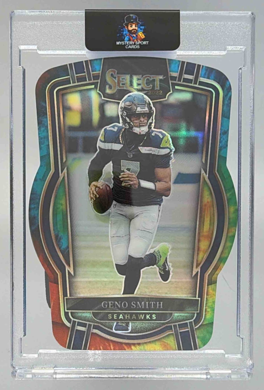 Card image for 2022 Panini Select Geno Smith Tie Dye Prizm Die Cut /25 #212 Club Seahawks