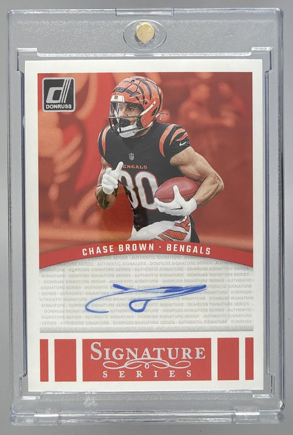 Card image for 2024 Panini Donruss Chase Brown Signature Series #SSE-CBR Auto Bengals