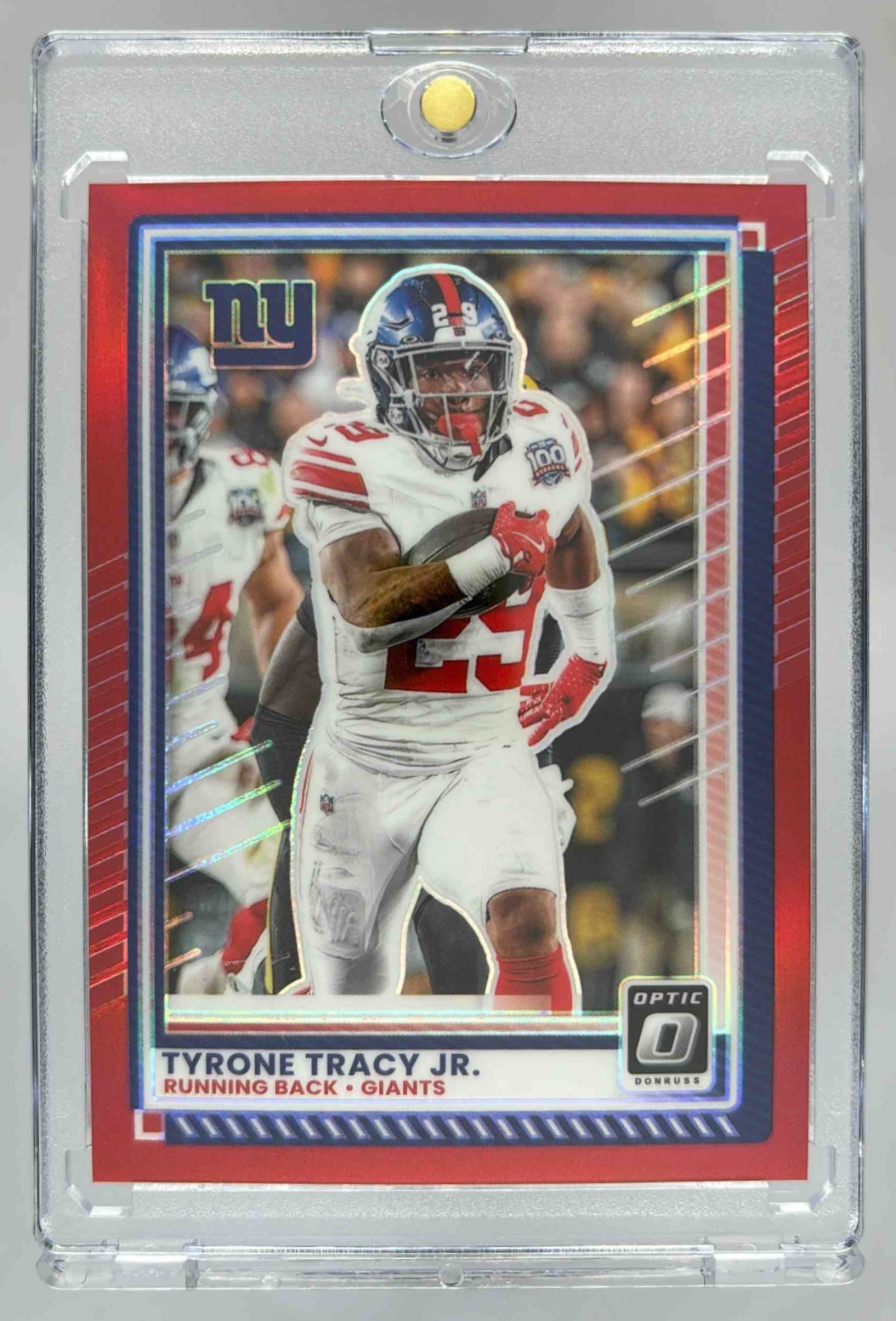 Card image for 2025 Panini Donruss Optic Tyrone Tracy Jr. Red Prizm /149 #6 Giants