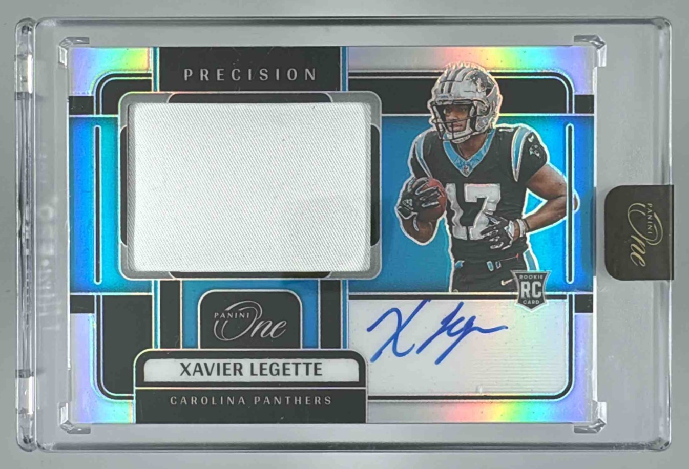 Card image for 2024 Panini One Xavier Legette Precision Rookie Patch Auto /99 #306 MEM RC Panthers
