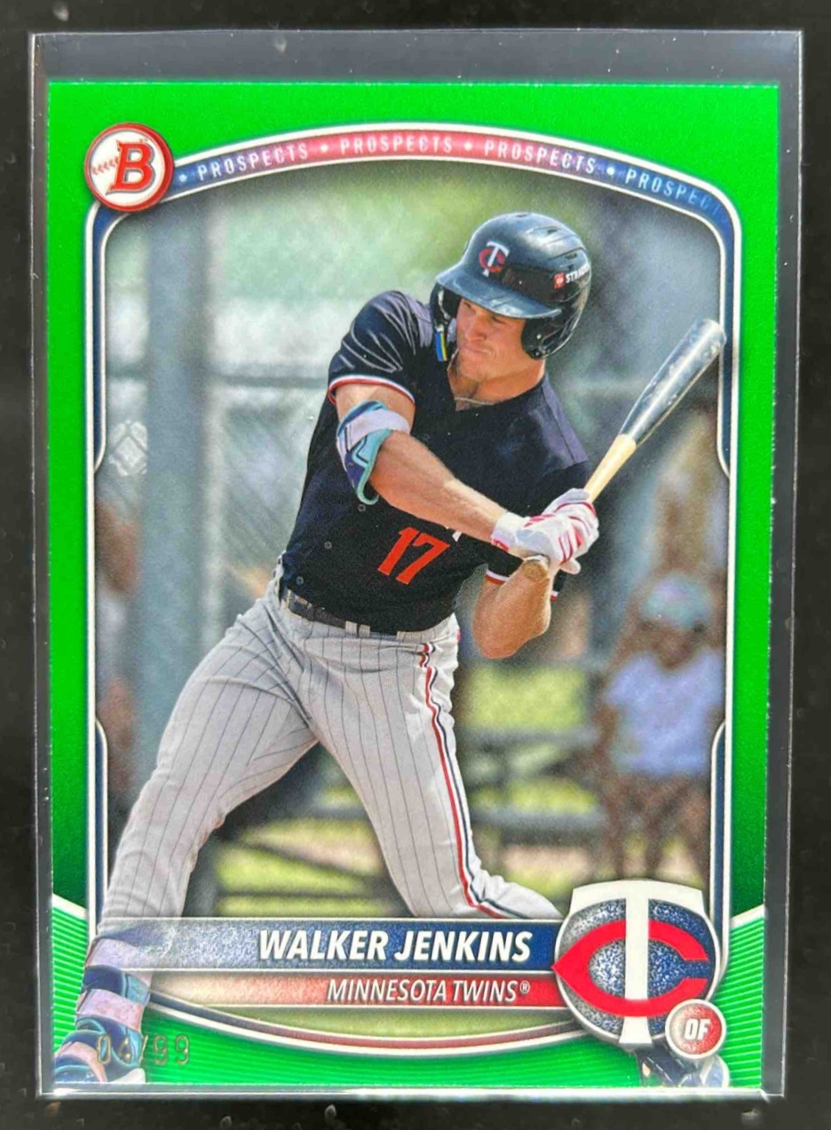 Card image for Walker Jenkins 2025 Bowman Baseball Draft Green Border /99 Minnesota Twins