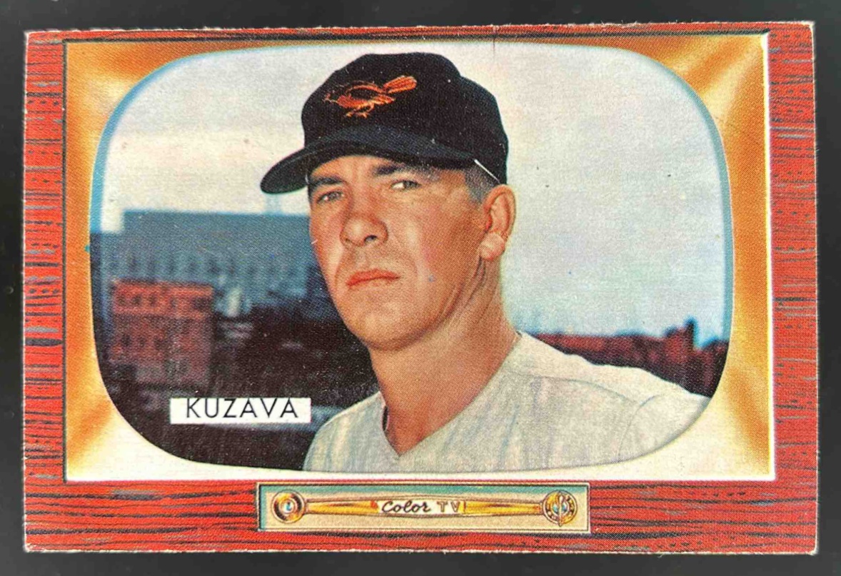 Card image for 1955 BOWMAN BOB KUZAVA #215 BALTIMORE ORIOLES