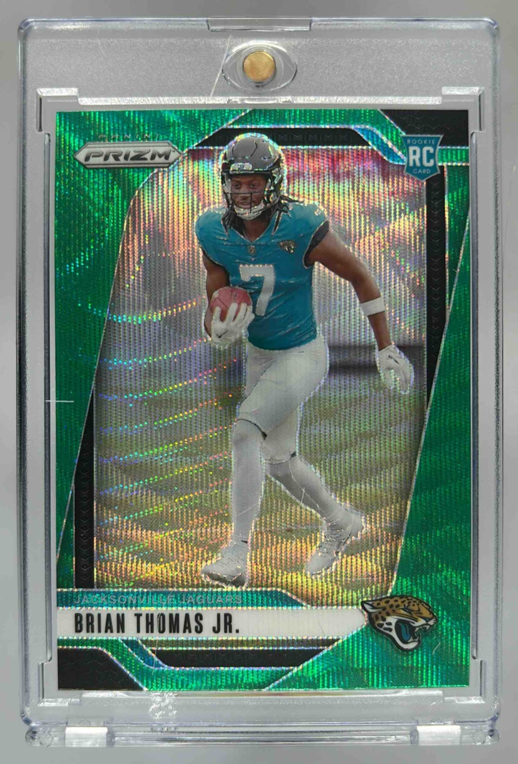 Card image for 2024 Panini Prizm Brian Thomas Jr. Green Wave #314 RC Jaguars
