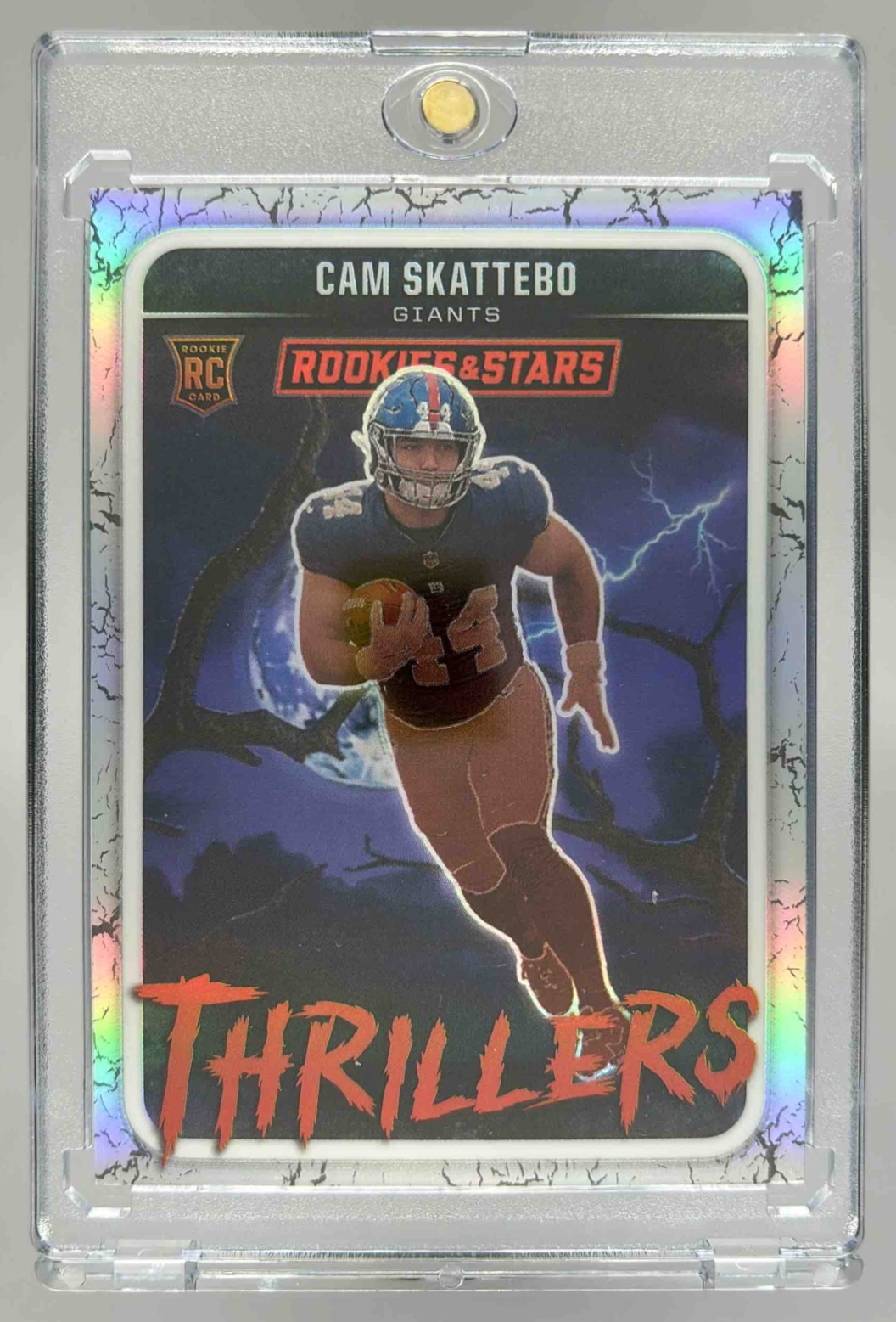 Card image for 2025 Panini Rookies & Stars Cam Skattebo Thrillers Silver #26 RC Giants