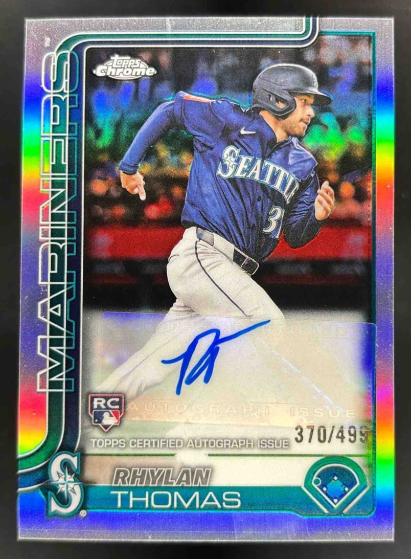 Card image for 2025 Topps Chrome Update Rhylan Thomas Auto Refractor /499 #AC-RT RC Mariners