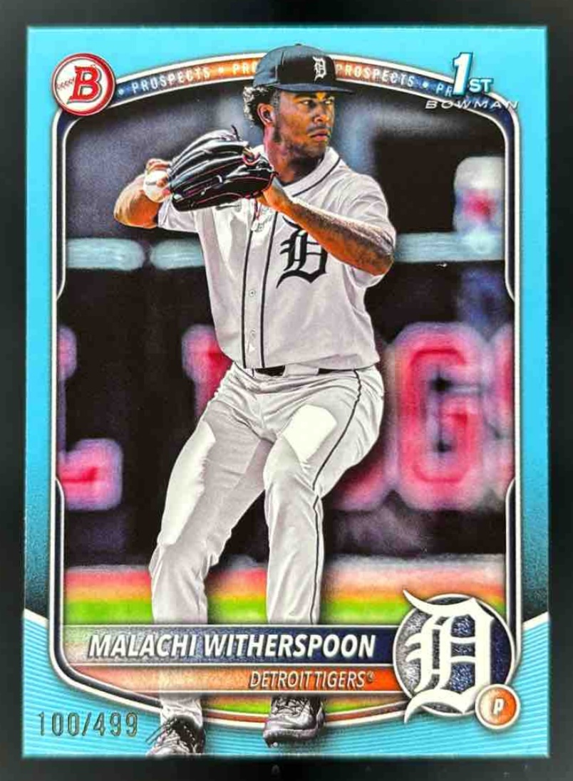 Card image for 2025 Bowman Draft Malachi Witherspoon Sky Blue Border /499 #BD-172 Tigers