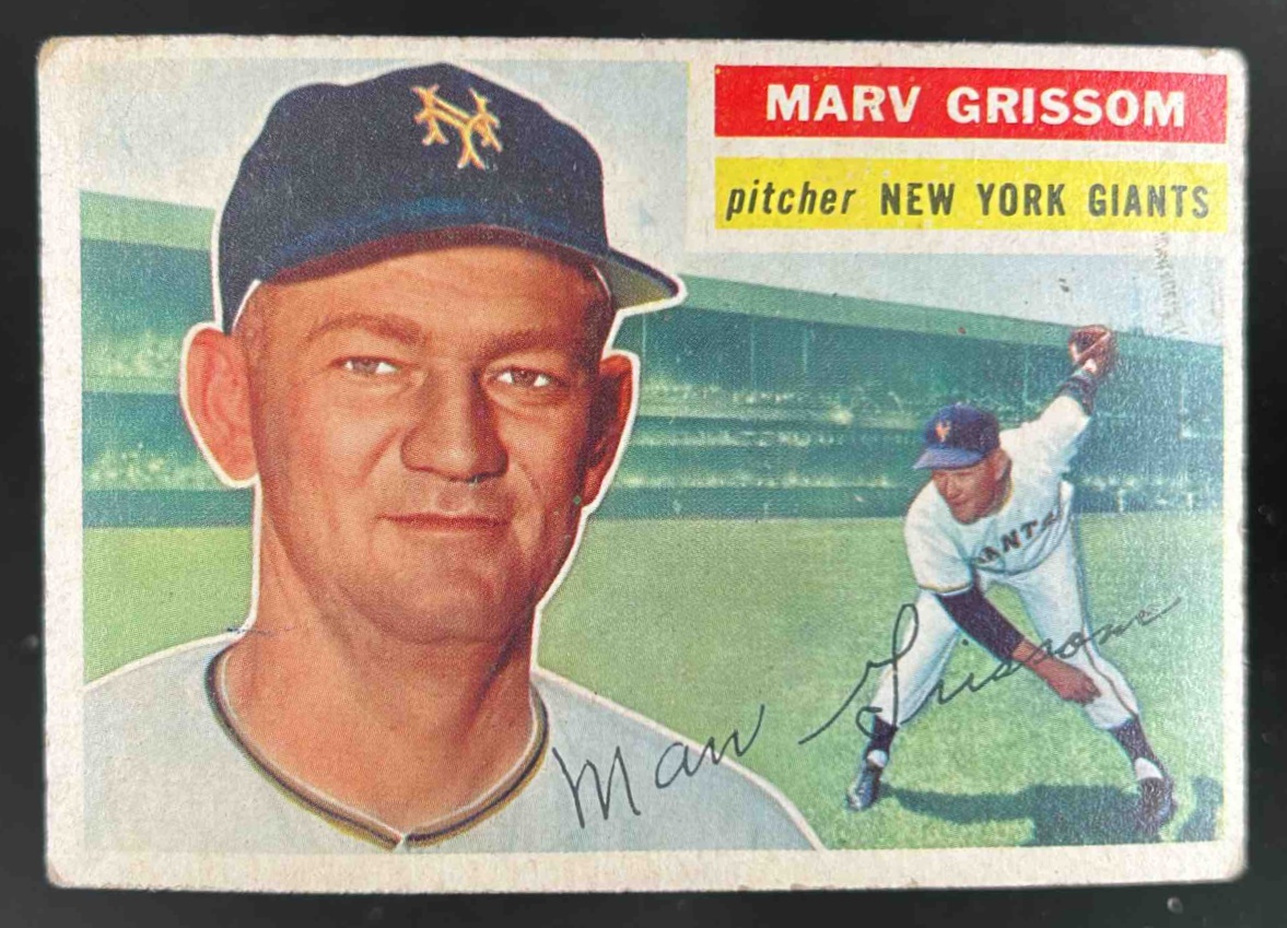 Card image for 1956 TOPPS BASEBALL MARV GRISSOM #301 NEW YORK GIANTS