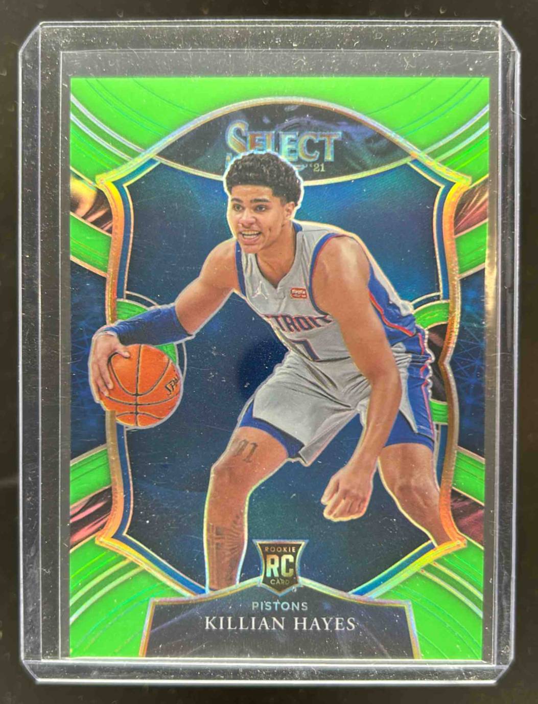 Card image for 2020-21 Panini Select Killian Hayes Neon Green Prizms 49 /75 #67 RC Concourse