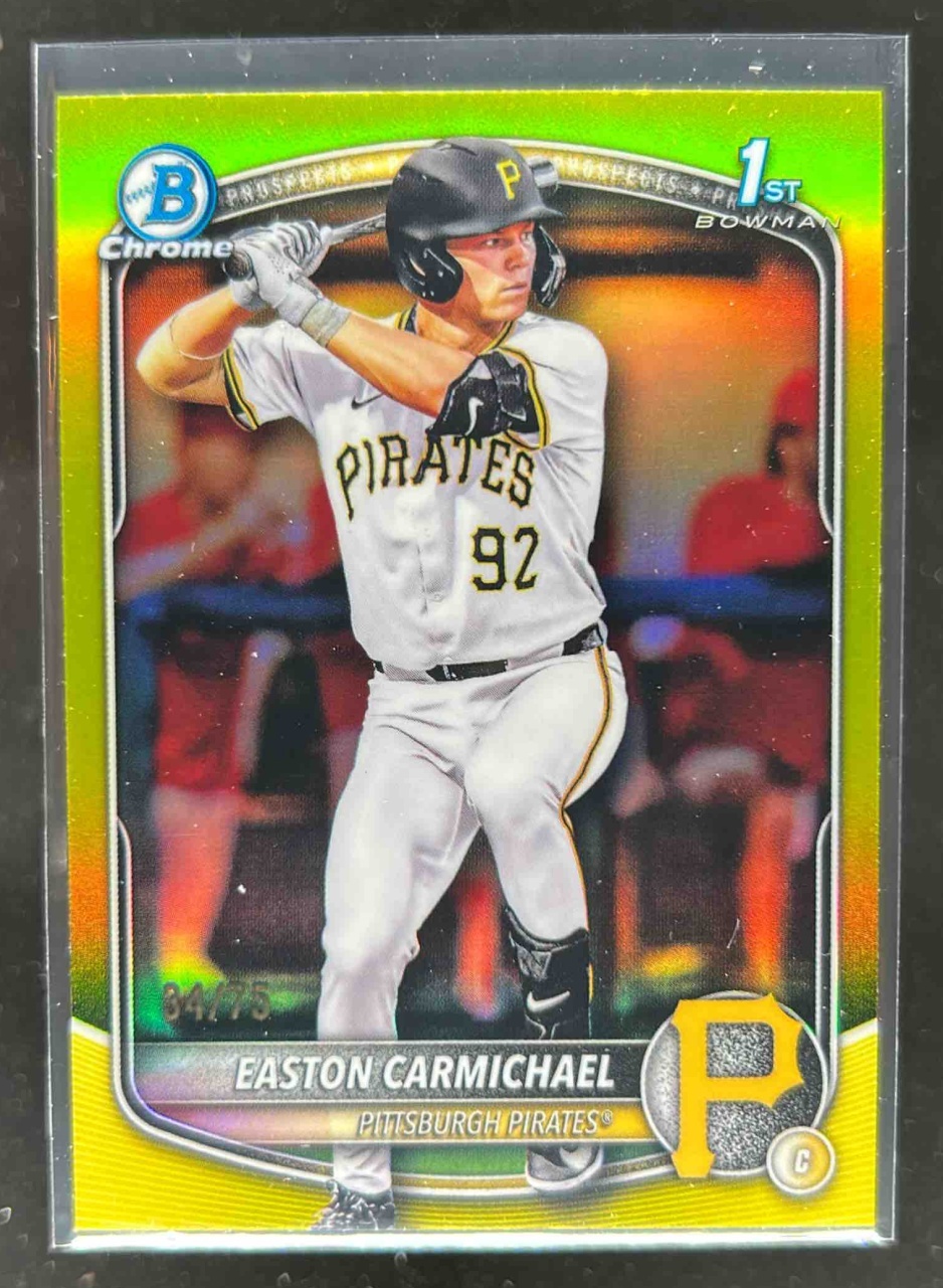 Card image for Easton Carmichael 2025 Bowman Draft Chrome Yellow Refractor /75