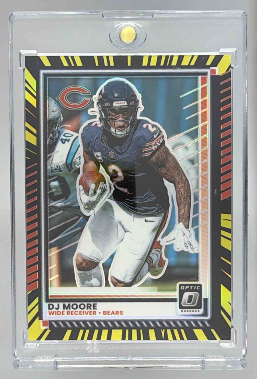 Card image for 2025 Panini Donruss Optic DJ Moore Electricity Prizm /75 #114 Bears