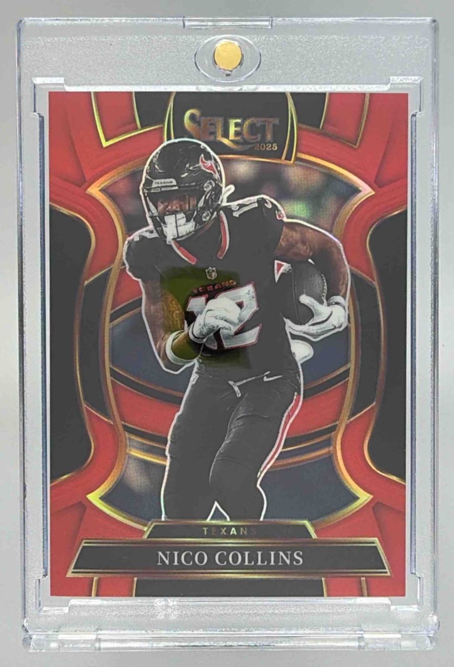 Card image for 2025 Panini Select Nico Collins Concourse Red Prizm /99 #35 Texans
