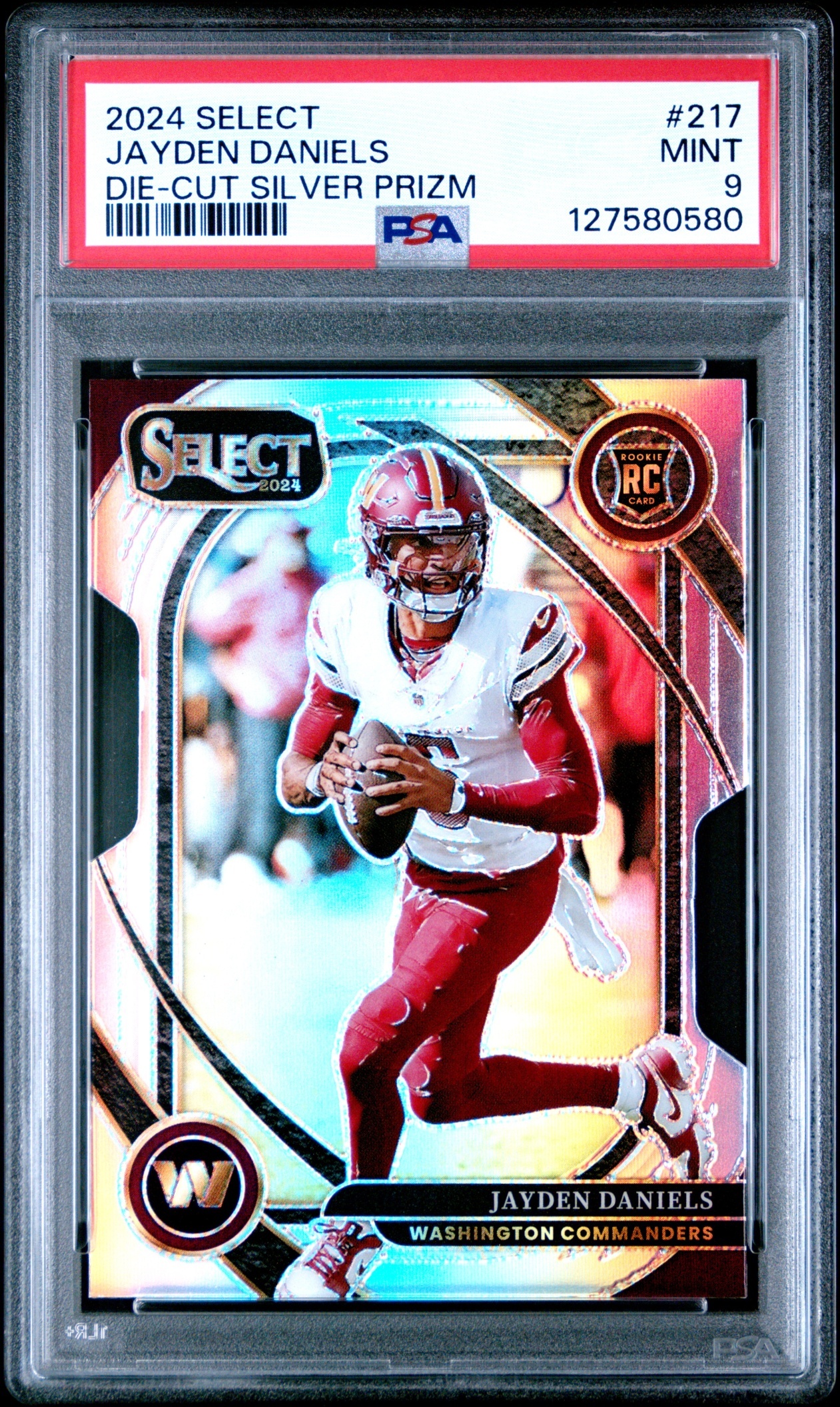 Card image for 2024 Panini Select Jayden Daniels Club Silver Prizm #217 RC Commanders