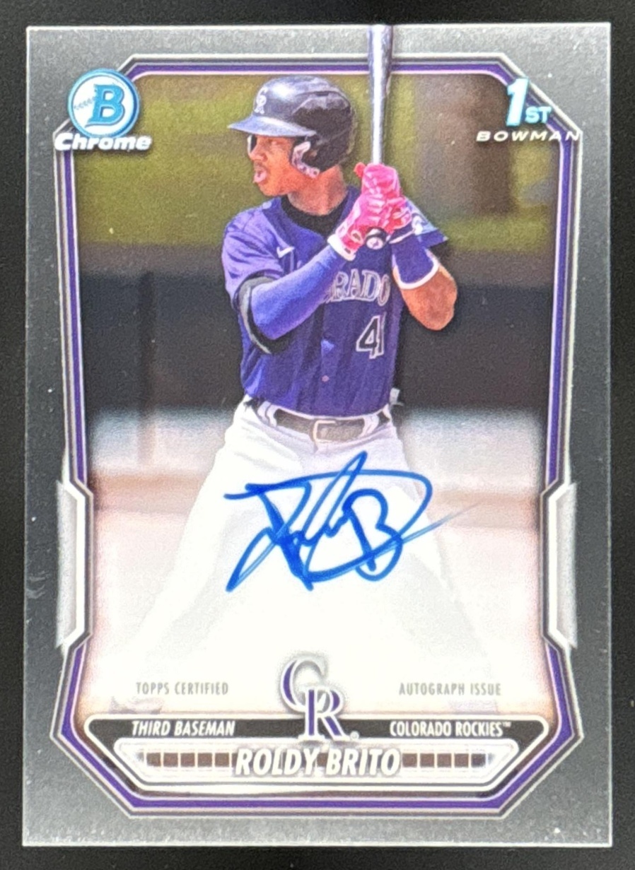 Card image for Roldy Brito 2026 Bowman Chrome Prospect Auto Colorado Rockies