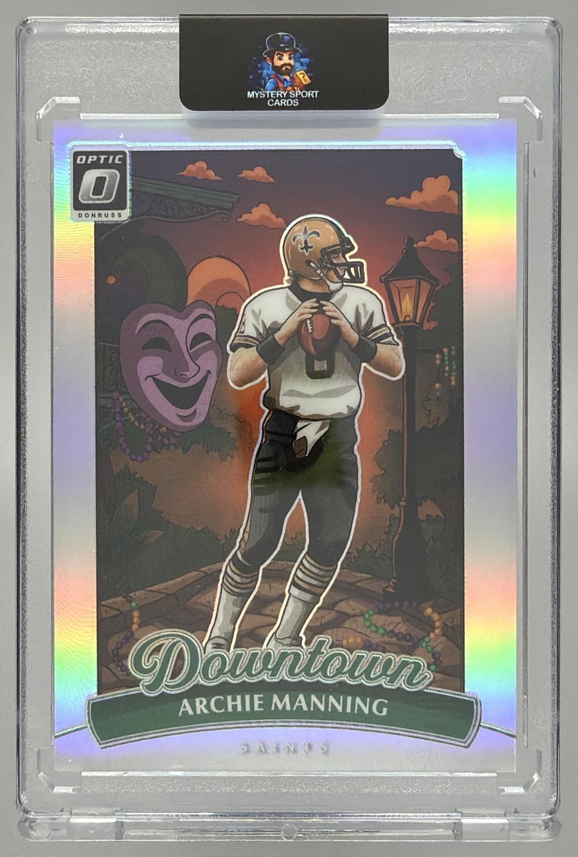 Card image for 2025 Panini Football Donruss Optic Archie Manning Downtown #5 New Orleans Saints