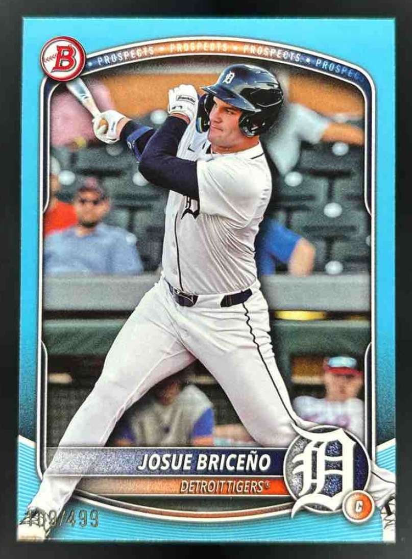 Card image for 2025 Bowman Draft Josue Briceno Sky Blue Border /499 #BD-60 Tigers