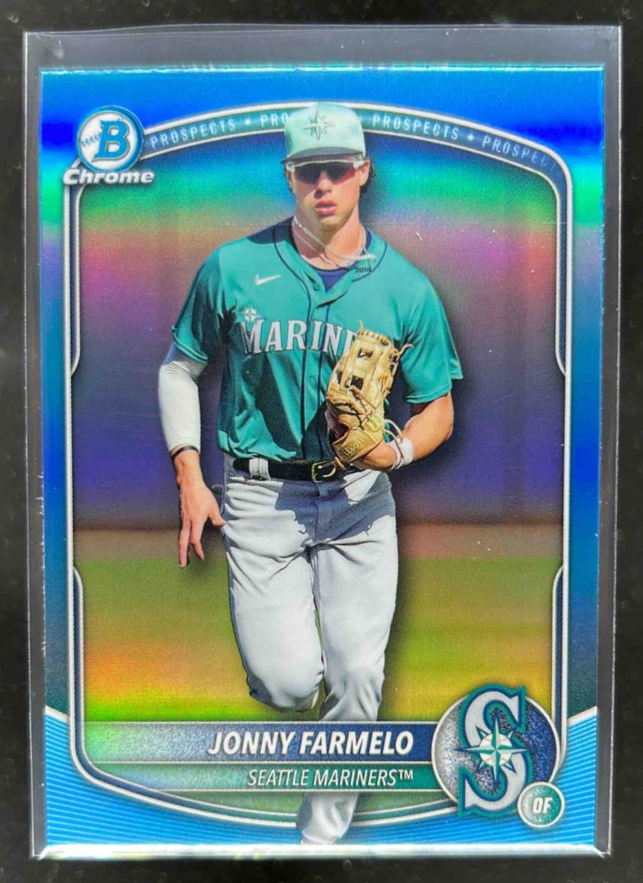 Card image for Jonny Farmelo 2025 Bowman Draft Chrome Sky Blue Refractor