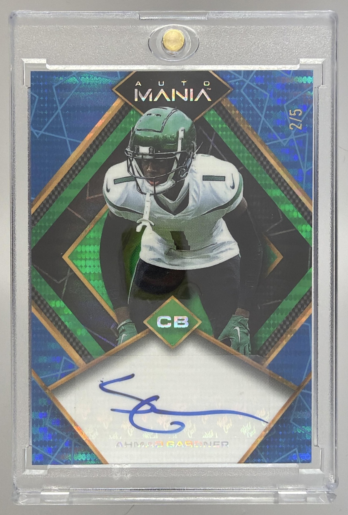 Card image for 2022 Wild Card Auto Mania Ahmad Gardner Diamond Lazer Blue /5 #AM-D51 RC Jets