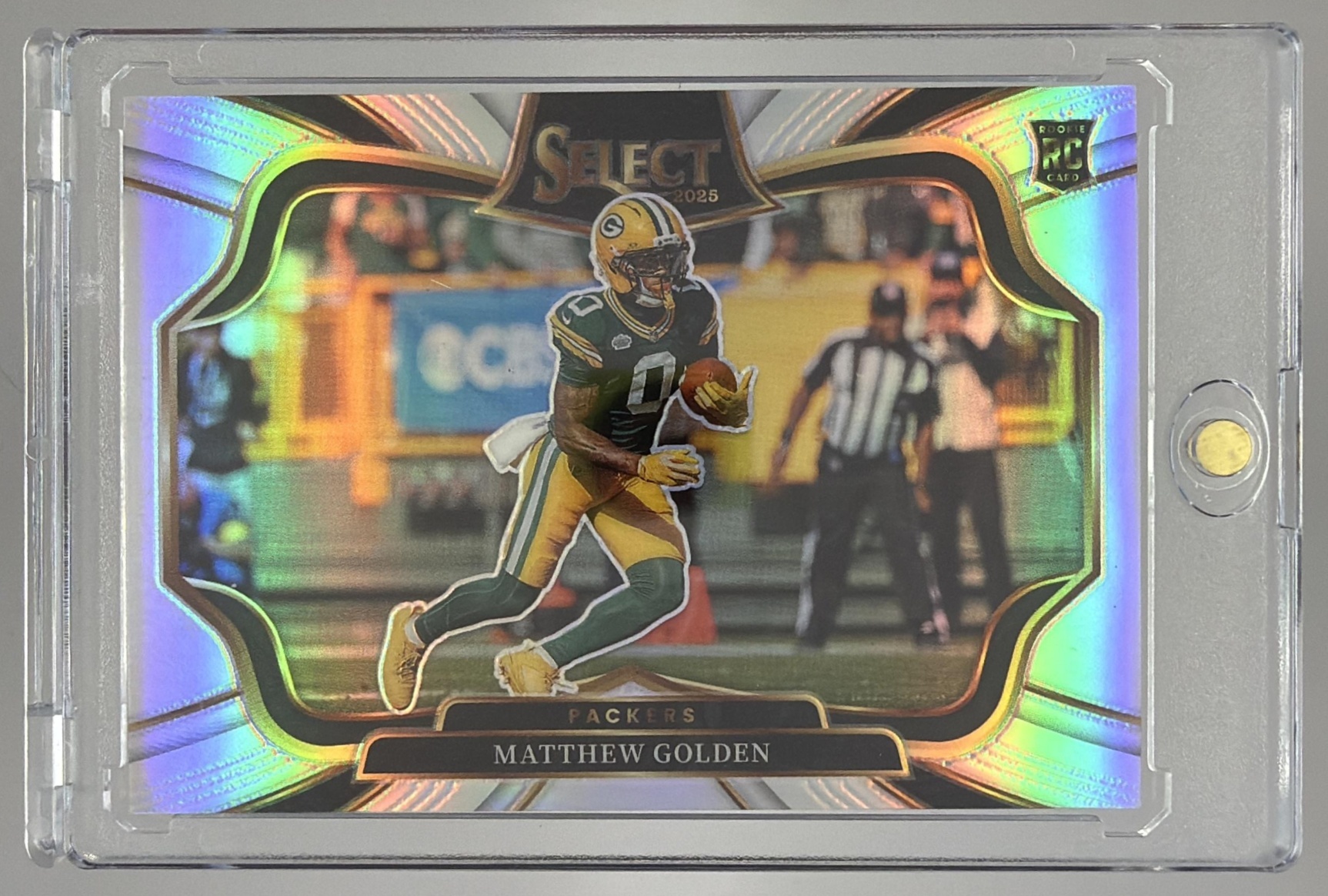 Card image for 2025 Panini Select Matthew Golden Field Level Silver Prizm #467 RC Packers