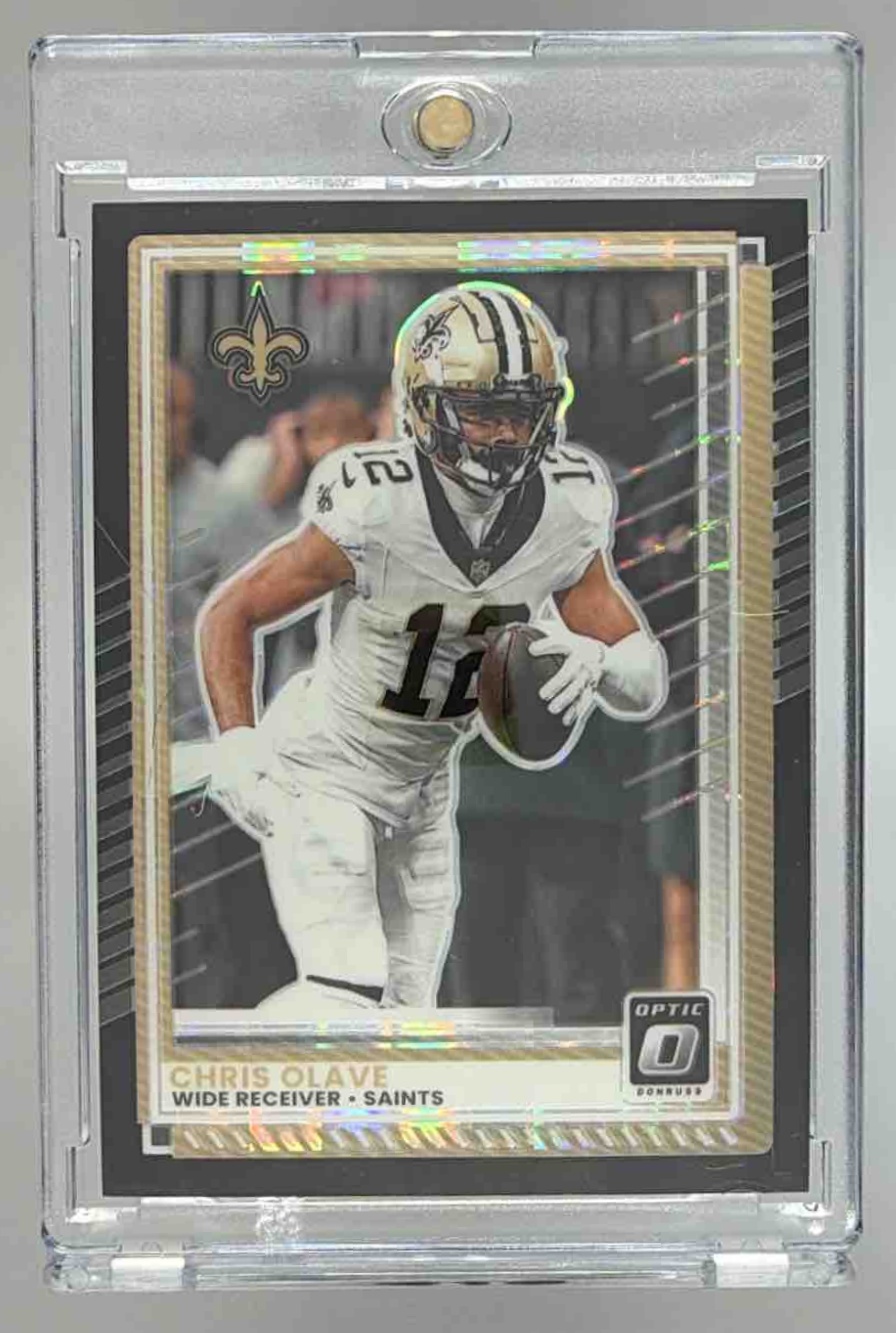 Card image for 2025 Panini Donruss Optic Chris Olave Black Pandora Prizm /25 #73 Saints