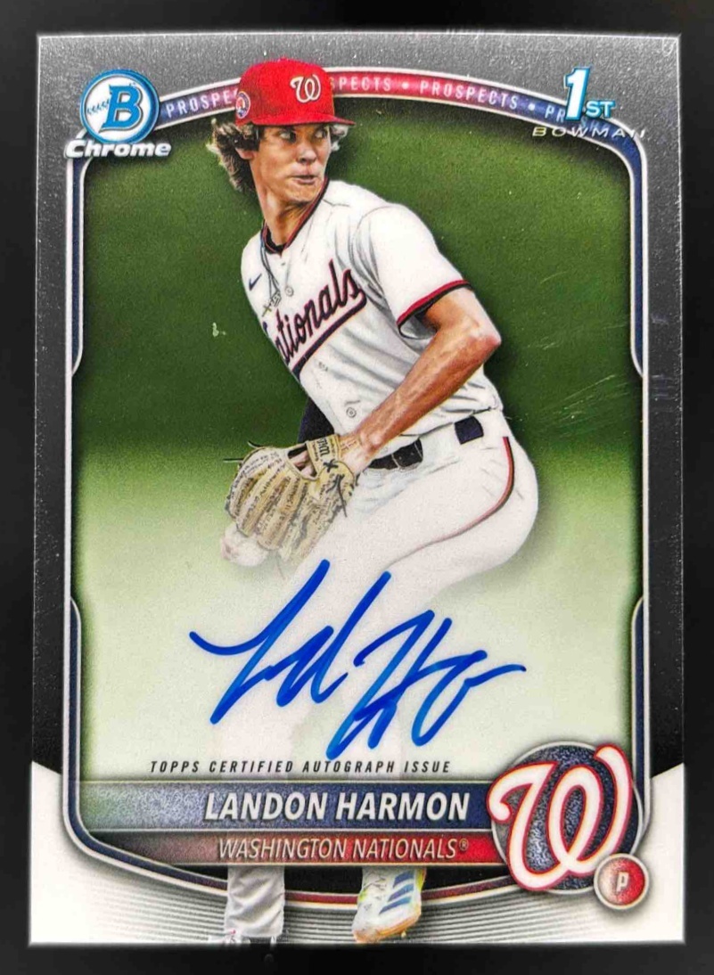 Card image for 2025 Bowman Draft Landon Harmon Chrome Prospect Auto #CPA-LH Nationals