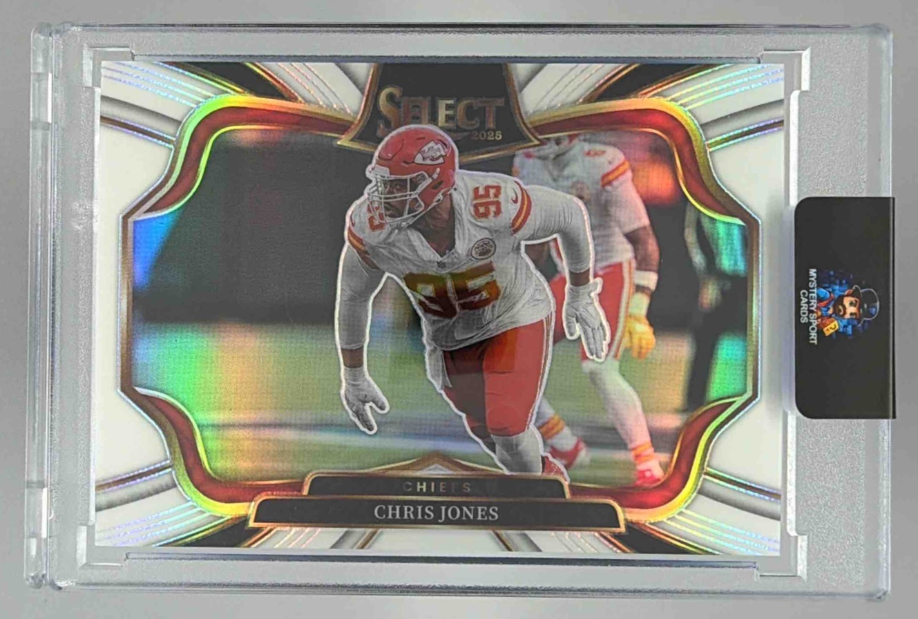 Card image for 2025 Panini Select Chris Jones Field Level White Prizm /35 #409 Chiefs