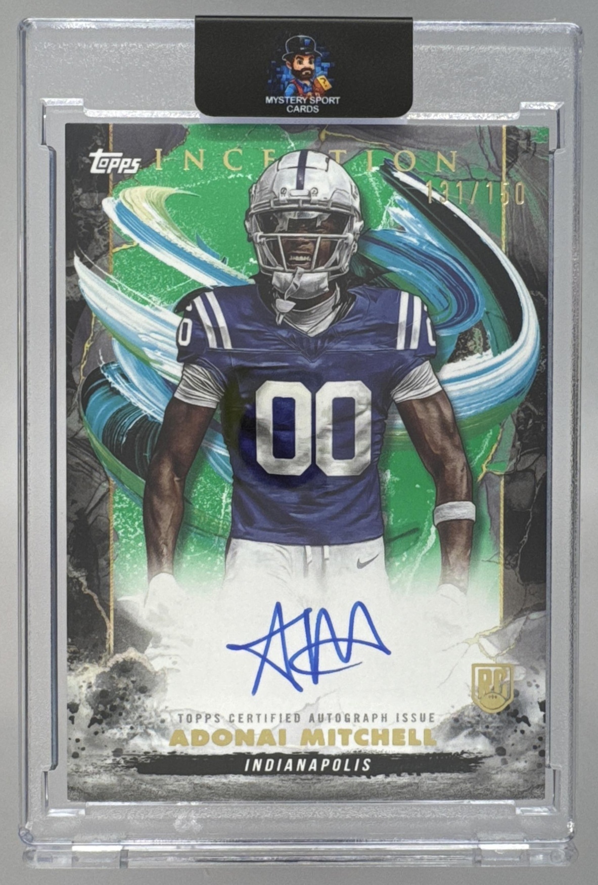 Card image for 2024 Topps Inception Adonai Mitchell Rookie Auto Green /150 #RA-AM RC Colts