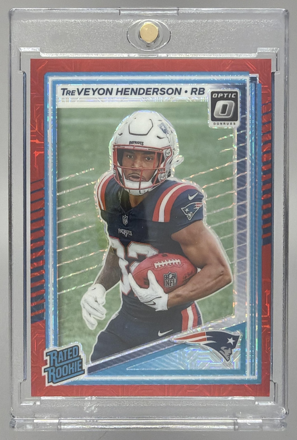 Card image for 2025 Panini Donruss Optic TreVeyon Henderson Rated Rookie #248 Patriots