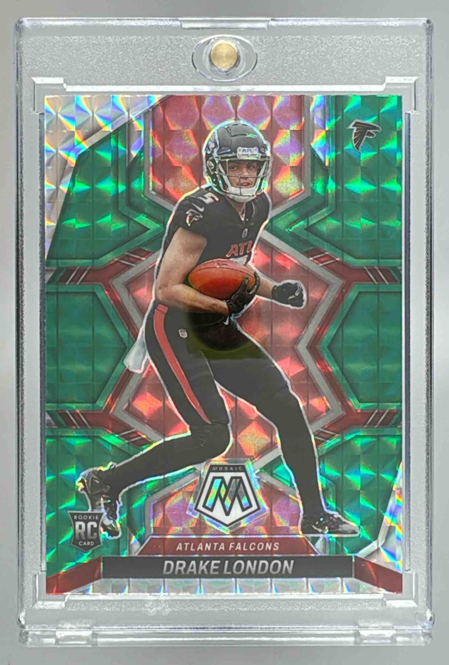 Card image for 2022 Panini Football Mosaic Drake London Green #312 RC Atlanta Falcons