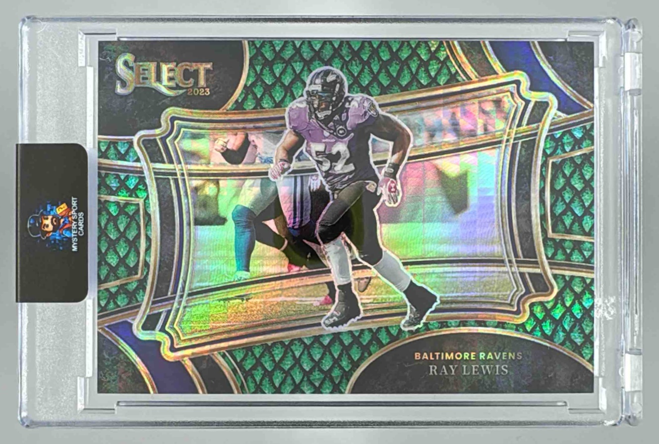 Card image for 2023 Panini Select Ray Lewis Dragon Scale Prizms /70 #309 Field Level Ravens