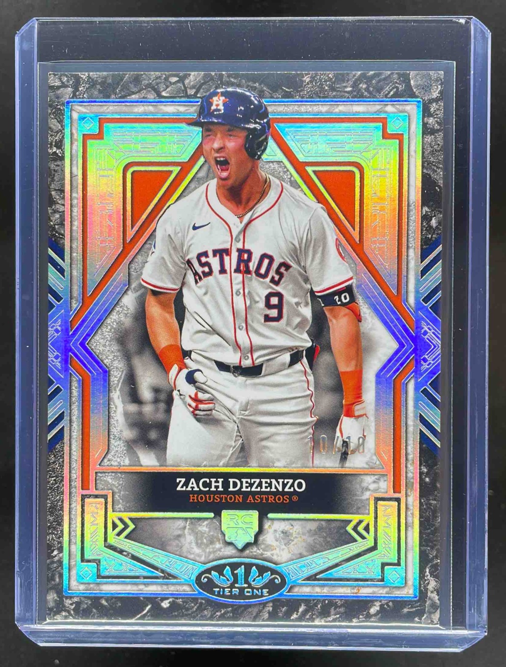 Card image for Zach Dezenzo 2025 Topps Tier One 3 Holo Silver Foil /10 #79 RC Houston Astros