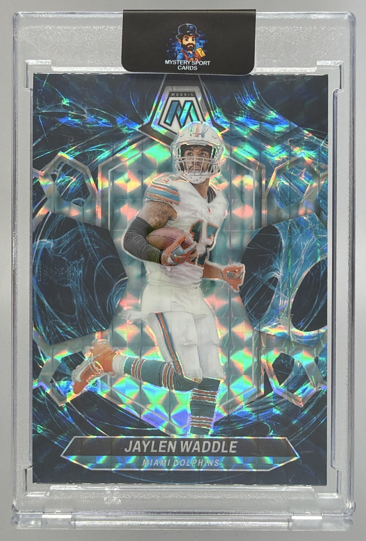Card image for 2024 Panini Football Mosaic Jaylen Waddle Mosaic Prizm #138 Miami Dolphins