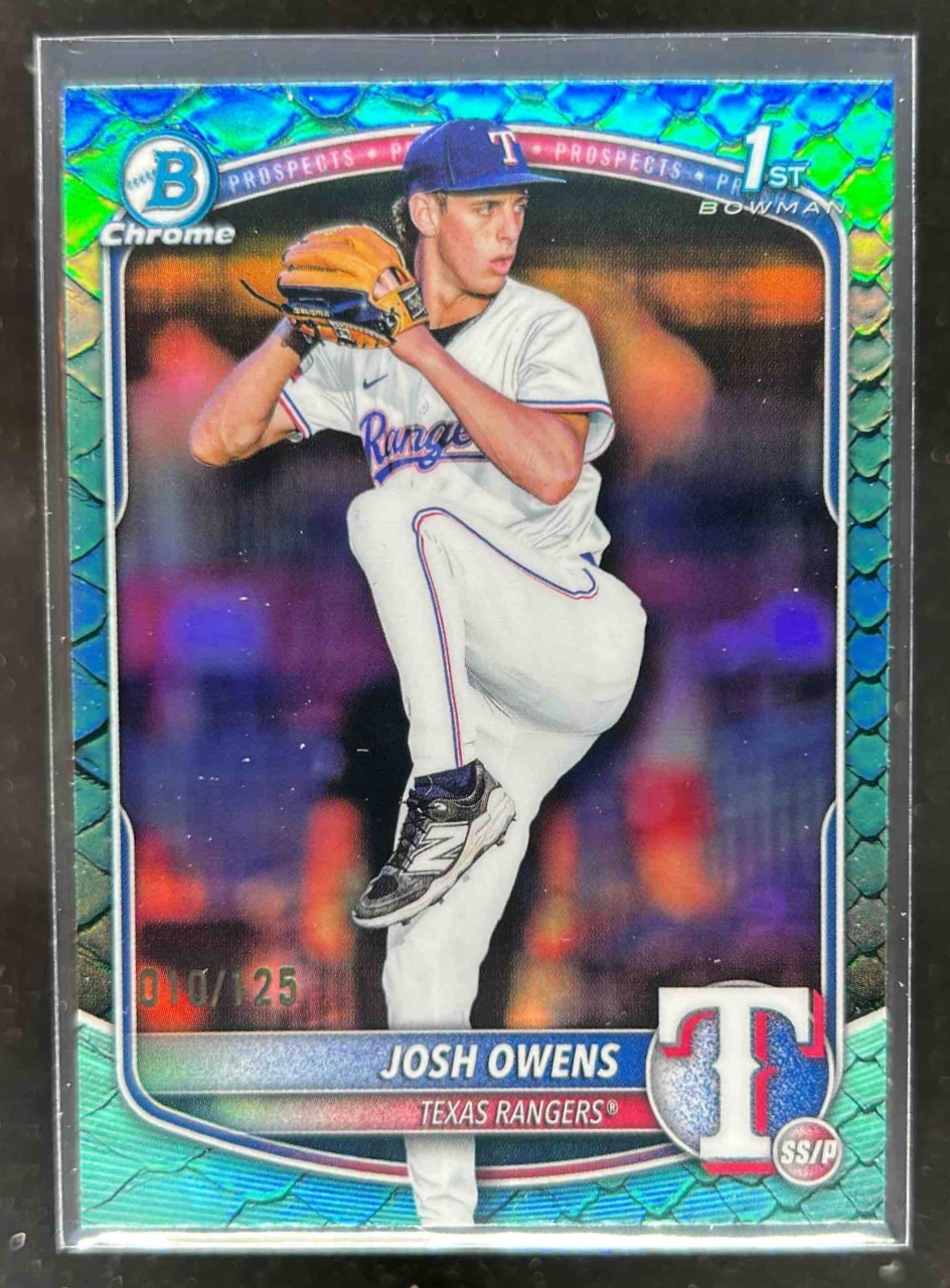 Card image for Josh Owens 2025 Bowman Draft Chrome Aqua Reptilian Refractor /125