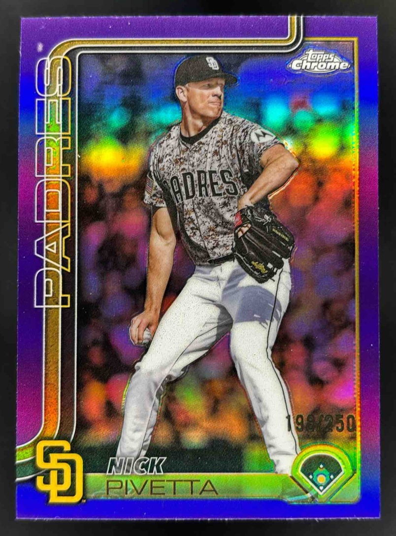 Card image for 2025 Topps Chrome Update Nick Pivetta Purple Refractor /250 #USC114 Padres