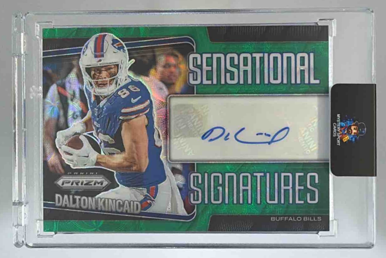 Card image for 2025 Panini Prizm Dalton Kincaid Sensational Signatures Green Scope /75 #SEN-DKD Auto Bills