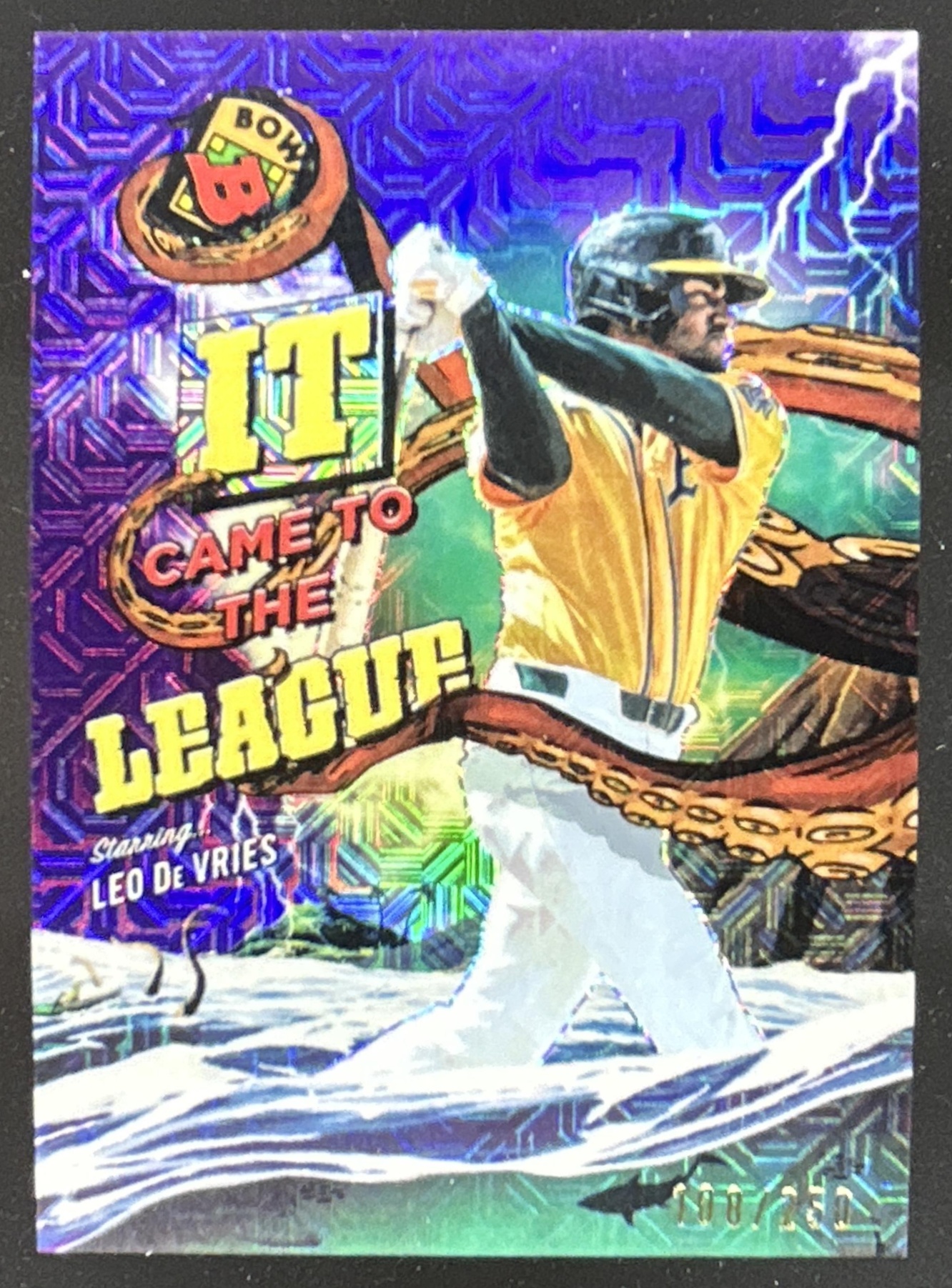 Card image for Leo De Vries 2026 Bowman Chrome Mega Box It Came To The League Purple Mojo Refractor /250