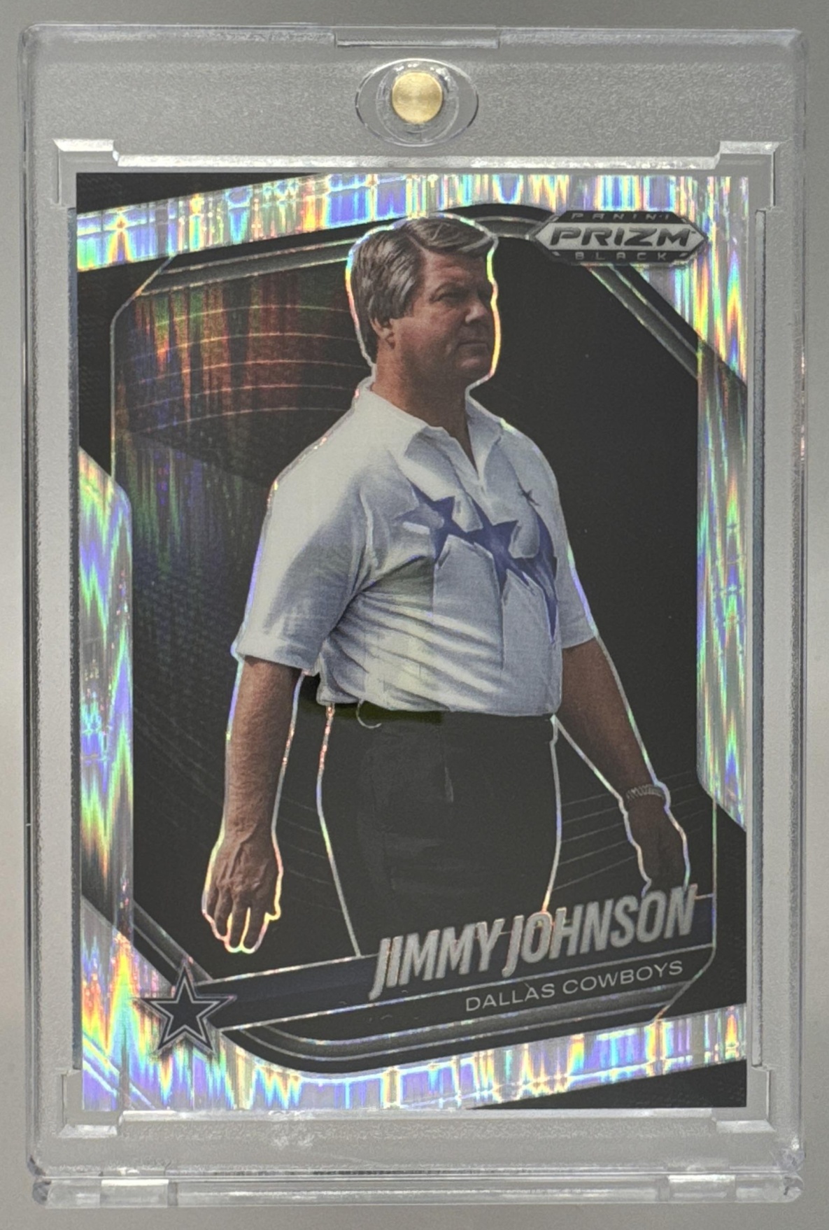 Card image for 2025 Panini Football Prizm Black Jimmy Johnson Skewed /249 #41 Dallas Cowboys