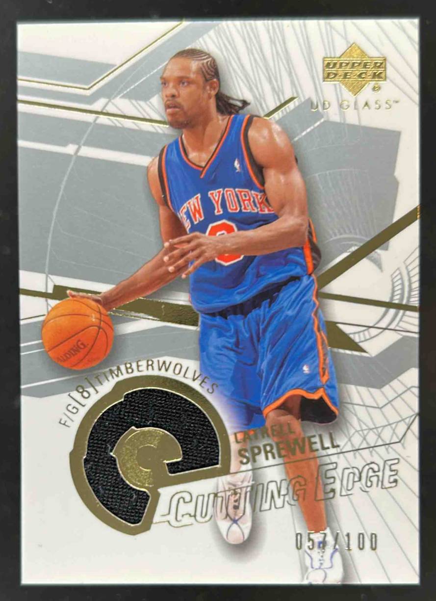 Card image for 2003-04 Upper Deck Glass Latrell Sprewell Cutting Edge Jerseys /100 #CE-LS MEM