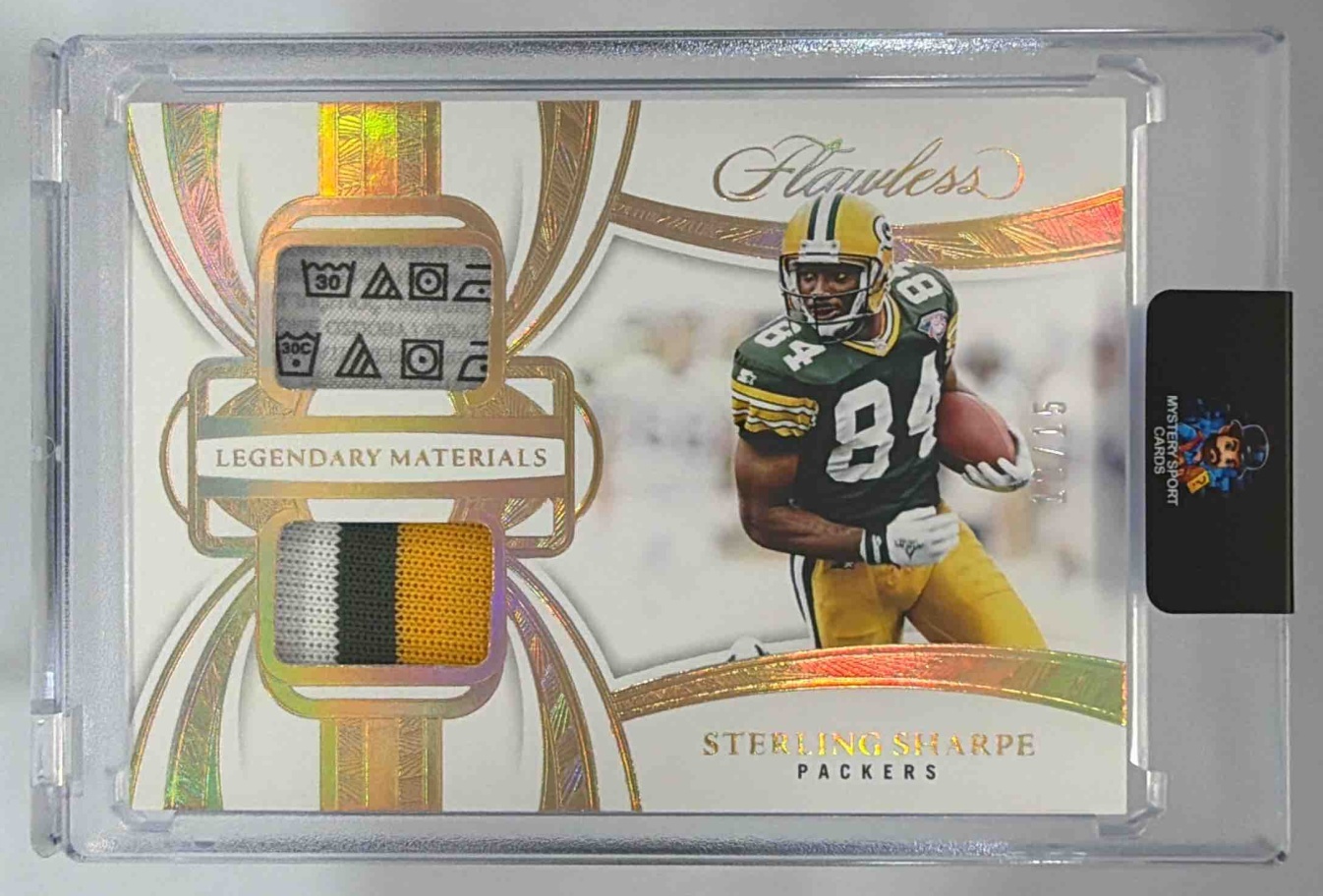 Card image for 2025 Panini Flawless Sterling Sharpe Legendary Materials /15 #22 MEM Packers