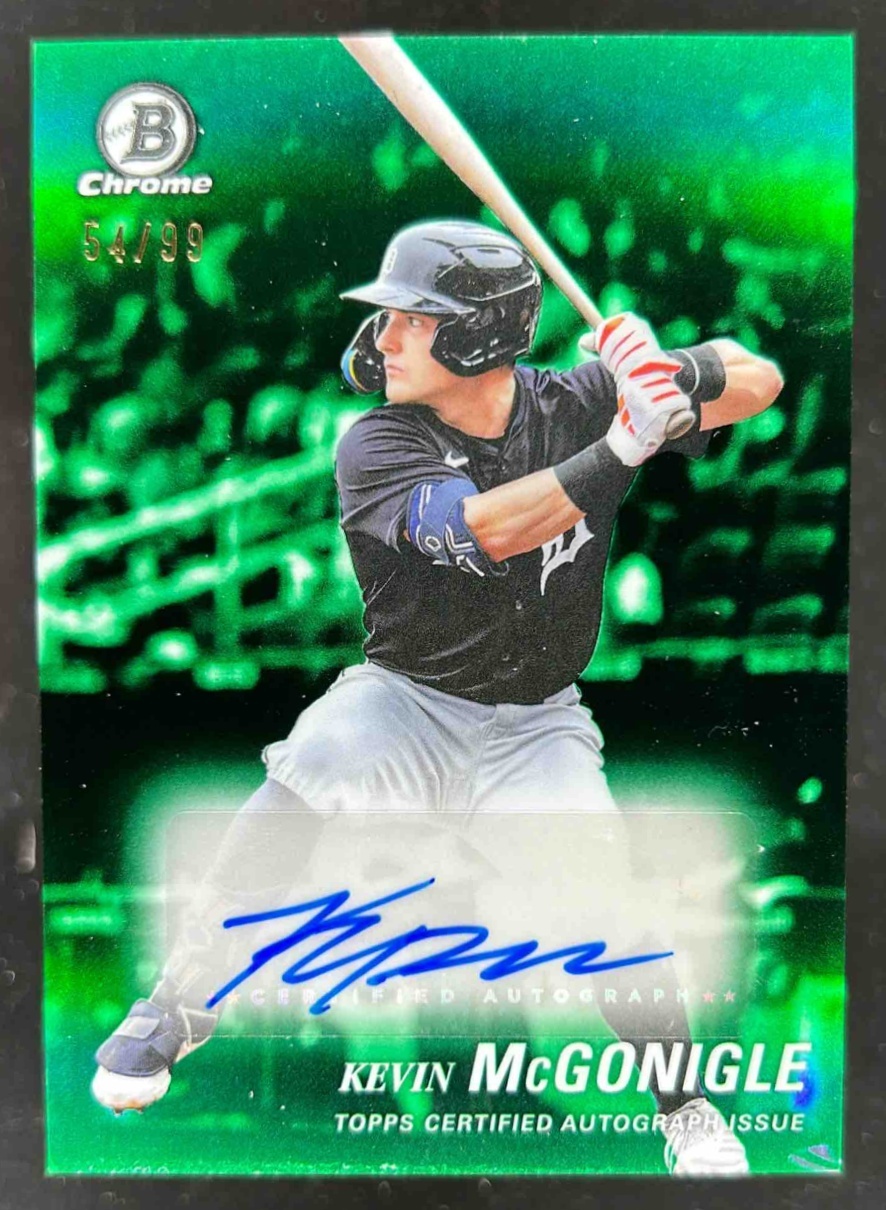 Card image for Kevin McGonigle 2025 Bowman Draft Achromatic Auto Green Refractor /99