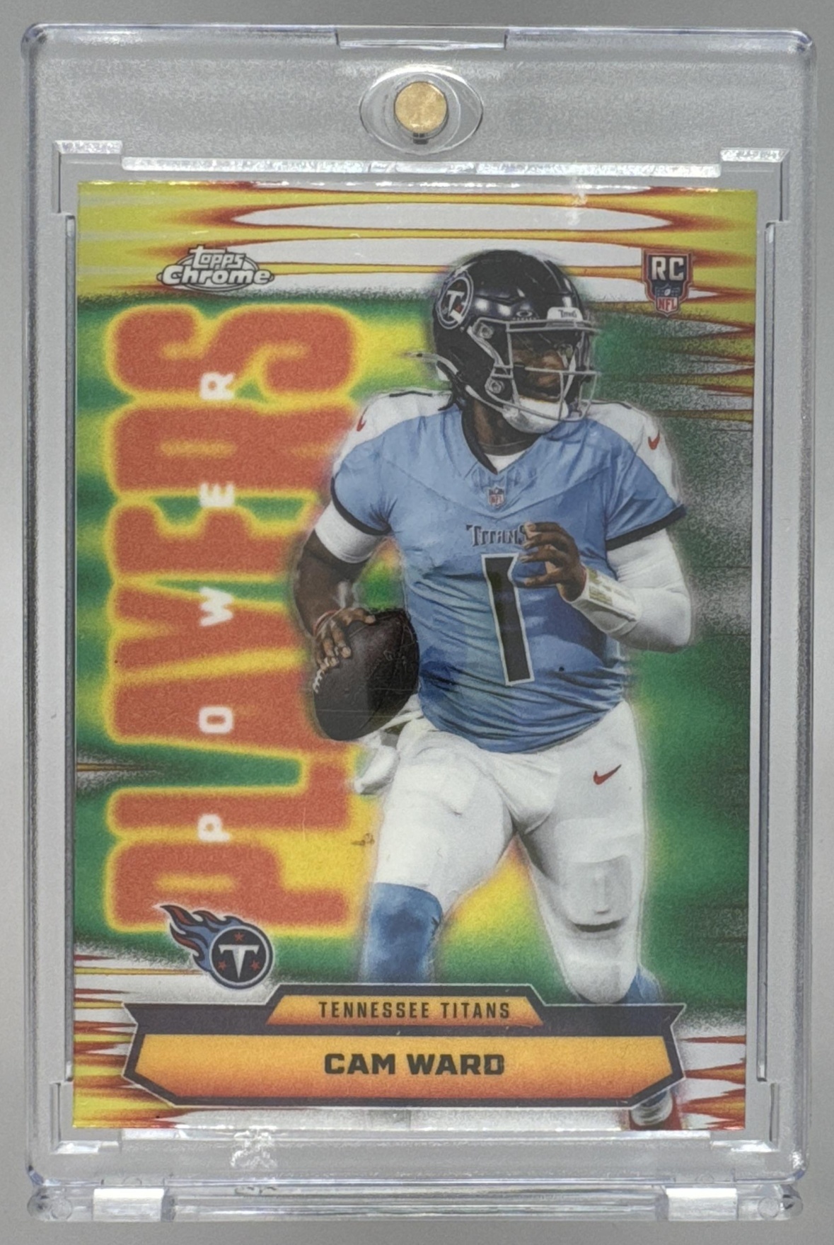 Card image for 2025 Topps Football Chrome Cam Ward Power Players #PP-8 RC Tennessee Titans