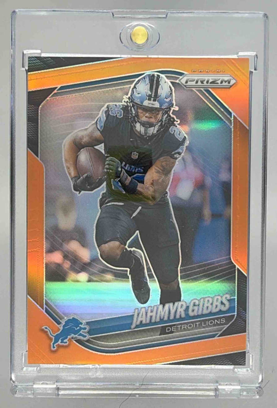 Card image for 2025 Panini Football Prizm Jahmyr Gibbs Orange /249 #74 Detroit Lions